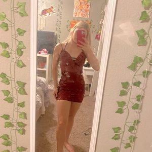 Windsor red sequins body con